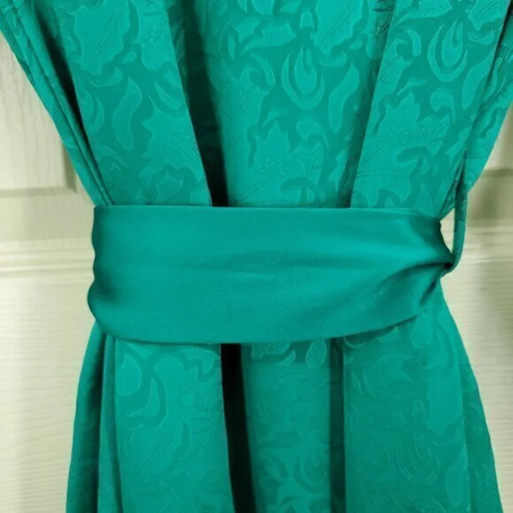 VTG Victoria's Secret Gold Label Full Length Satin Robe M Green